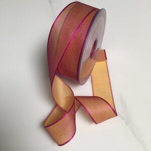 10 Yards 1 Inch Iridescent Ribbon Fuchsia/Purple/Yellow Gift Wrap Bouquet  Xmas